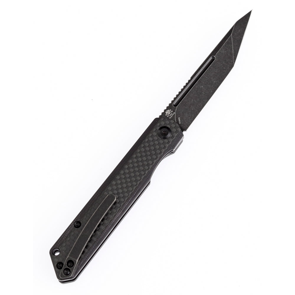 Kansept Prickle 3.5" Tanto Black CPM-S35VN Carbon Fiber Folding Knife by Max Tkachuk K1012T3