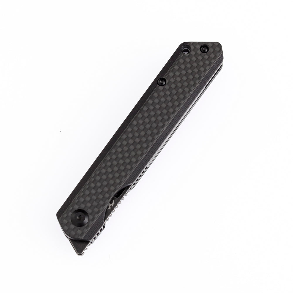 Kansept Prickle 3.5" Tanto Black CPM-S35VN Carbon Fiber Folding Knife by Max Tkachuk K1012T3