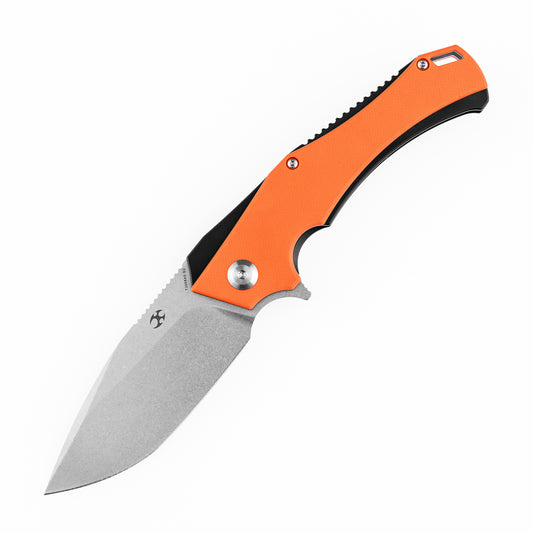 Kansept Mini Hellx 3.25" Stonewashed D2 Orange G10 Folding Knife by Mikkel Willumsen T2008A5