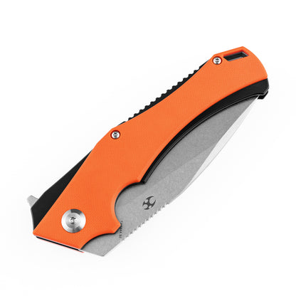 Kansept Mini Hellx 3.25" Stonewashed D2 Orange G10 Folding Knife by Mikkel Willumsen T2008A5