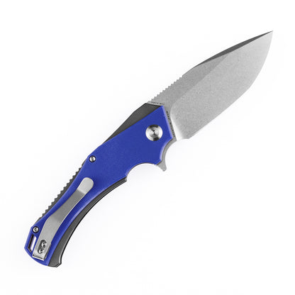 Kansept Mini Hellx 3.25" Stonewashed D2 Blue G10 Folding Knife by Mikkel Willumsen T2008A3