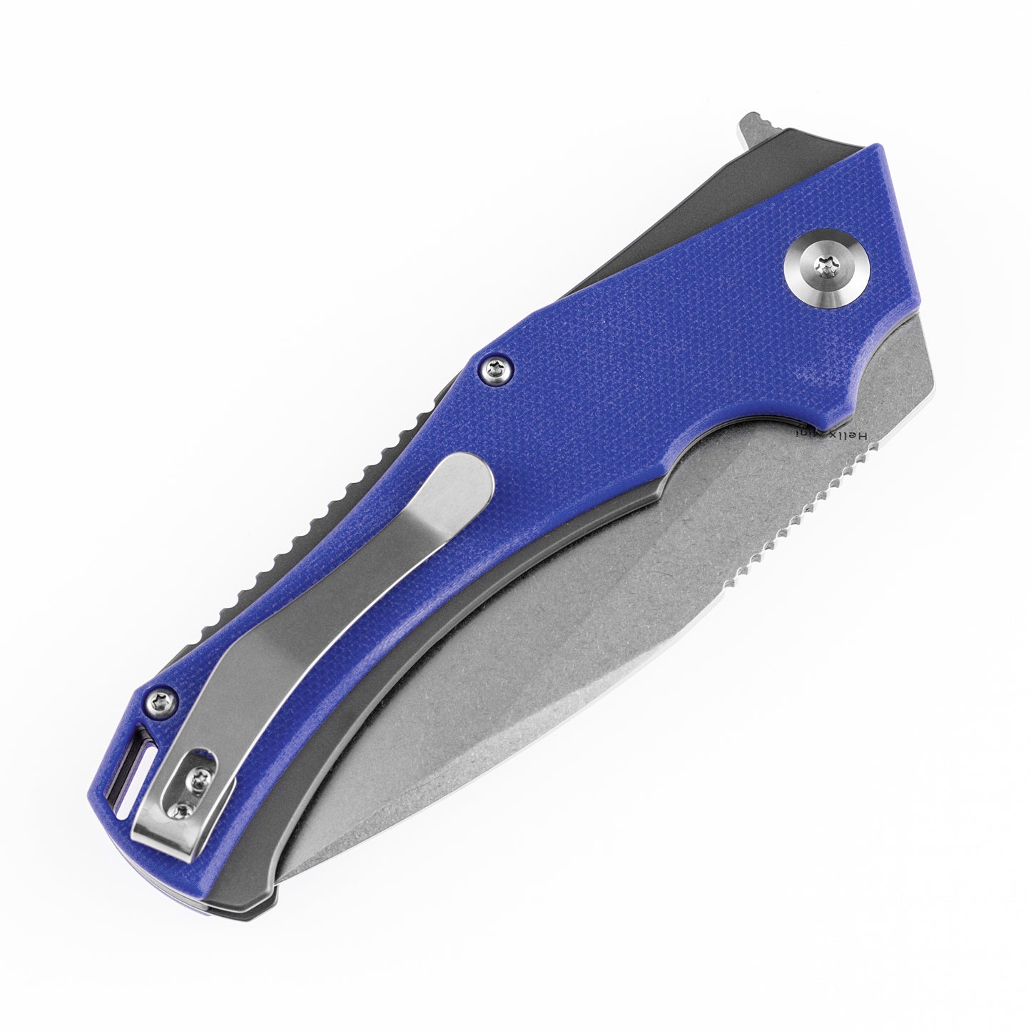 Kansept Mini Hellx 3.25" Stonewashed D2 Blue G10 Folding Knife by Mikkel Willumsen T2008A3