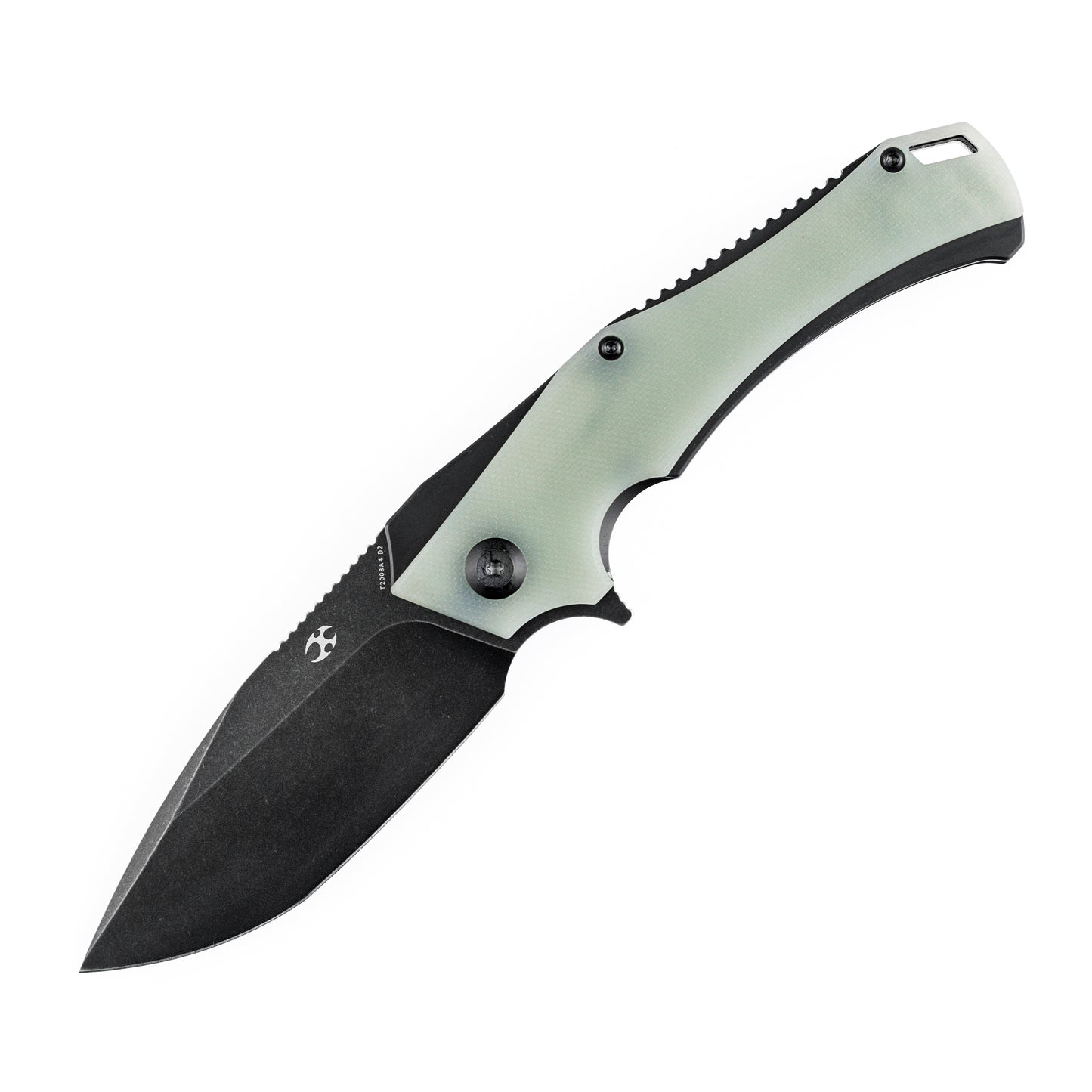 Kansept Mini Hellx 3.25" Black TiCn D2 Jade G10 Folding Knife by Mikkel Willumsen T2008A4