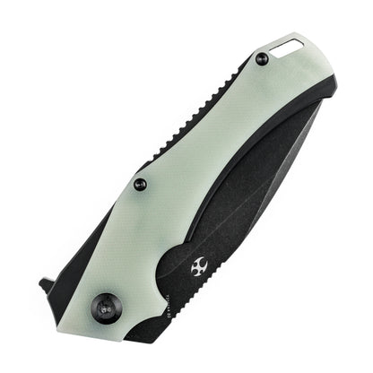 Kansept Mini Hellx 3.25" Black TiCn D2 Jade G10 Folding Knife by Mikkel Willumsen T2008A4