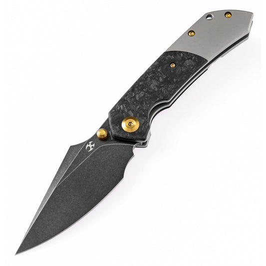 Kansept Fenrir 3.5" Black CPM-S35VN Carbon Fiber Titanium Folding Knife by Greg Schob K1034A1