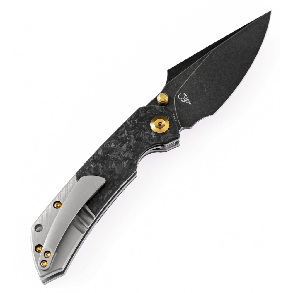 Kansept Fenrir 3.5" Black CPM-S35VN Carbon Fiber Titanium Folding Knife by Greg Schob K1034A1