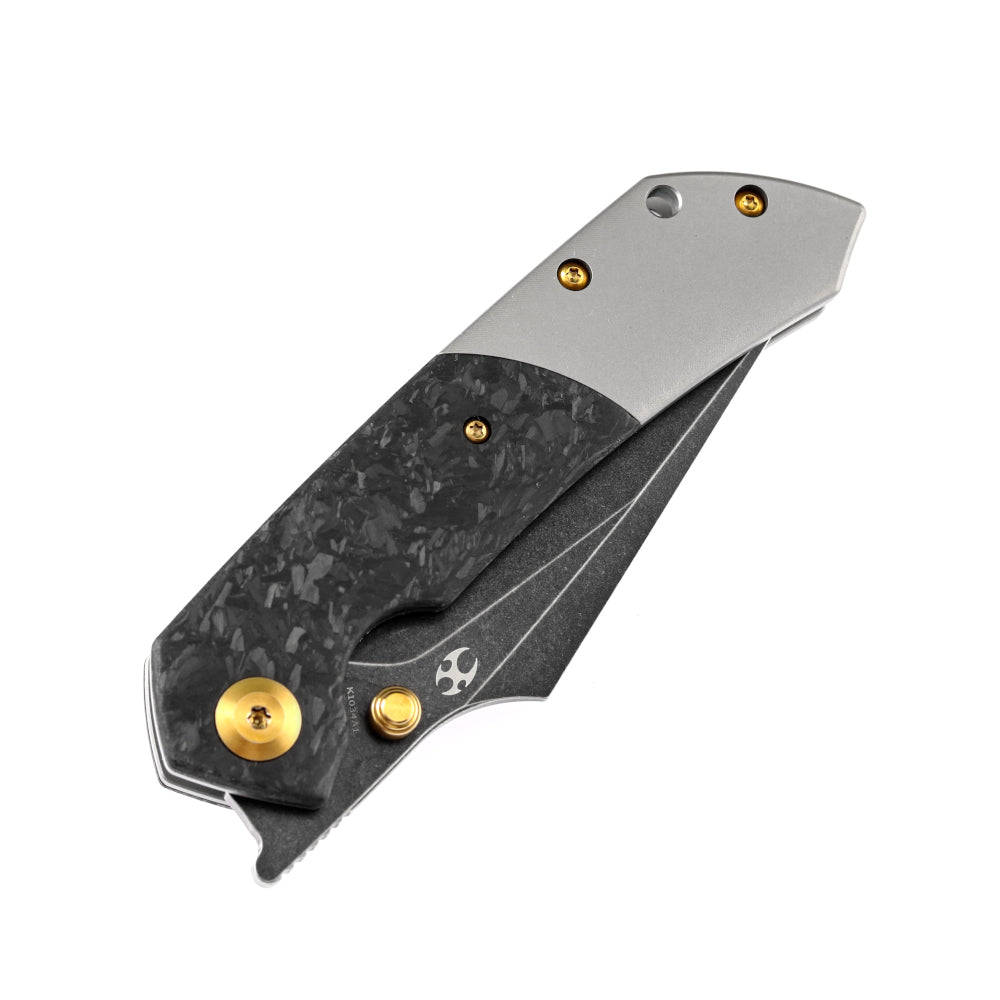 Kansept Fenrir 3.5" Black CPM-S35VN Carbon Fiber Titanium Folding Knife by Greg Schob K1034A1