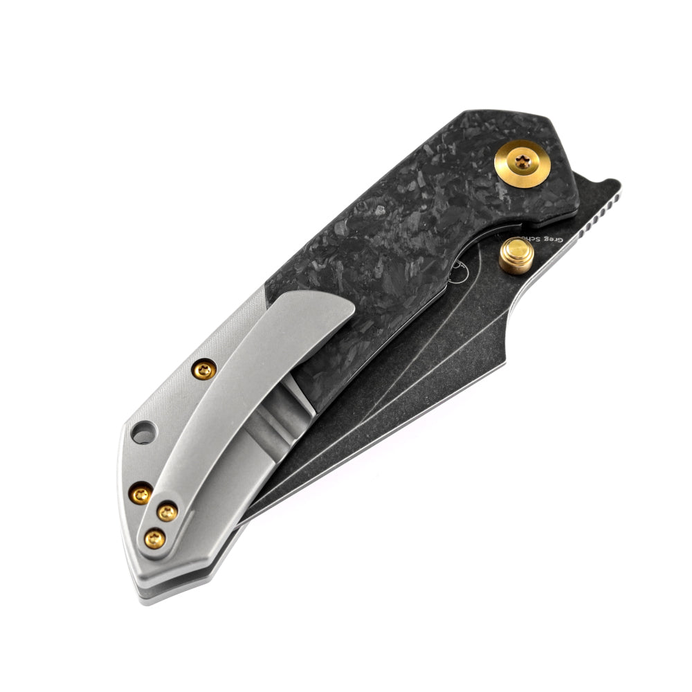 Kansept Fenrir 3.5" Black CPM-S35VN Carbon Fiber Titanium Folding Knife by Greg Schob K1034A1