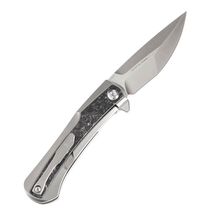 Kansept Kratos 3.79" CPM S35VN Shredded Carbon Fiber Titanium Folding Knife by Ostap Hel K1024A1