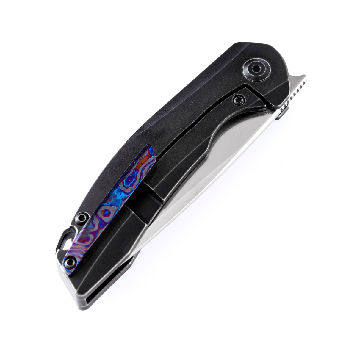 Kansept Mini Accipter 2.9" CPM S35VN Timascus Black Stonewashed Titanium Folding Knife  by Kim Ning K2007A6