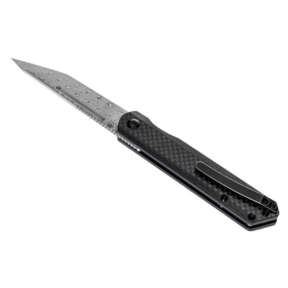 Kansept Prickle 3.5" Tanto Damascus Carbon Fiber Folding Knife by Max Tkachuk K1012D1
