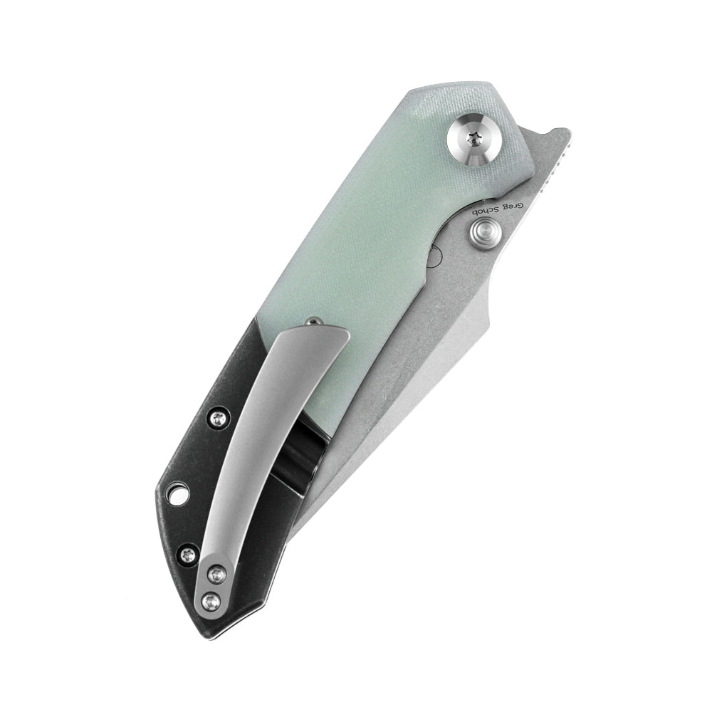 Kansept Fenrir 3.5" CPM-S35VN Jade G10 Titanium Folding Knife by Greg Schob K1034A5