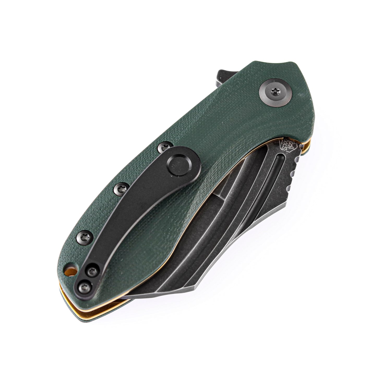 Kansept KTC3 3" Black TiCn 154CM Green G10 Folding Knife by Koch Tools T1031A2