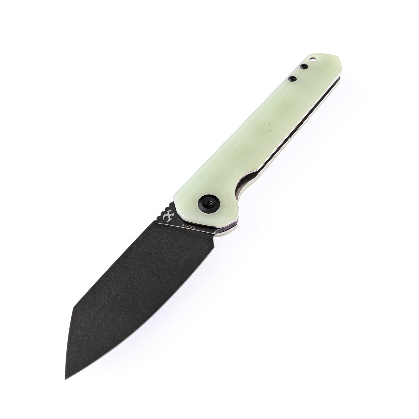 Kansept Bulldozer 3.56" Black TiCn D2 Jade G10 Folding Knife by Kim Ning T1028A2