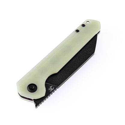 Kansept Bulldozer 3.56" Black TiCn D2 Jade G10 Folding Knife by Kim Ning T1028A2