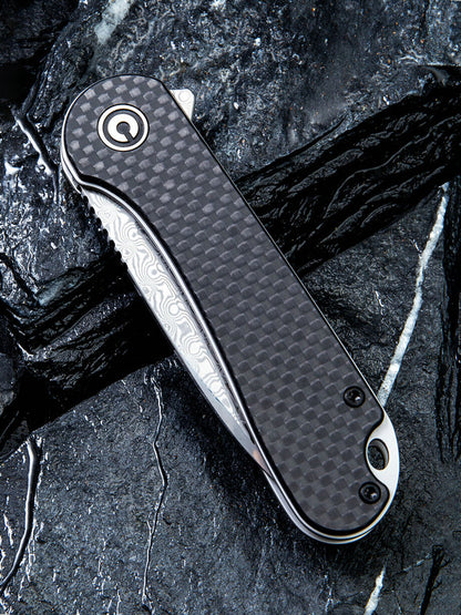 Civivi Elementum 2.96" Damascus Carbon Fiber Folding Knife C907DS