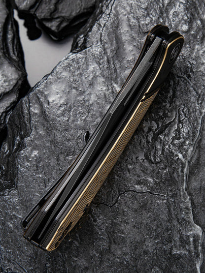 Civivi Dogma 3.46" D2 Black Stonewashed Brass Folding Knife C2005E