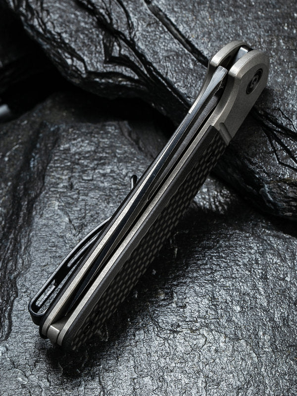 Civivi Trailblazer 2.97" Black Damascus Carbon Fiber G-10 Slip Joint Folding Knife C2018DS-1
