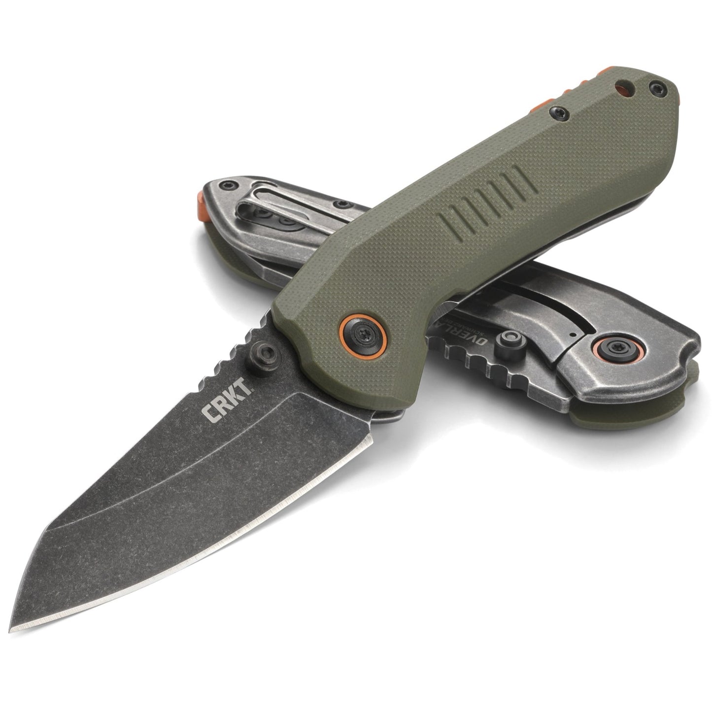 CRKT Overland 3" Black Stonewash OD Green G10 Folding Knife - T.J. Schwarz - 6280