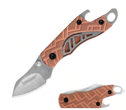 Kershaw Cinder Copper 1.4" Stonewashed Key Chain Folding Knife with Bottle Opener 1025CU