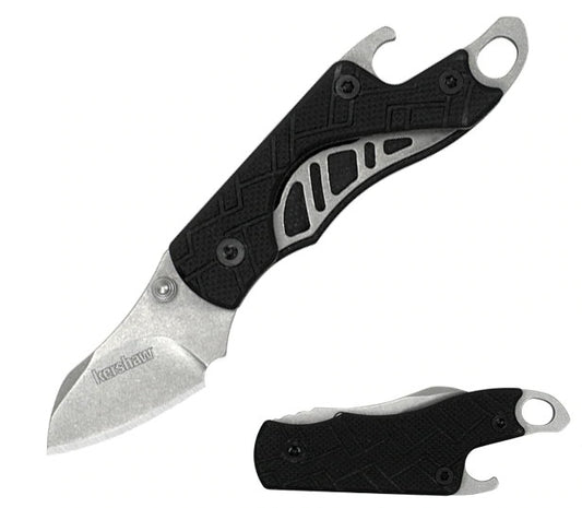 Kershaw Cinder 1.4" Stonewashed "Key Chain" Folding Knife with Bottle Opener 1025
