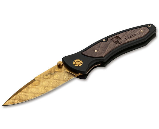 Boker Solingen Tirpitz 3.9" Gold Damascus Folding Knife 110194DAM