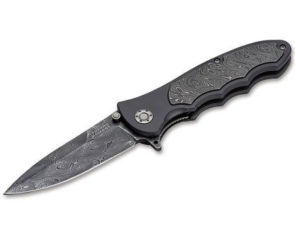 Boker Solingen Leopard III Collection 3.82" Damascus Flipper Folding Knife 110237DAM