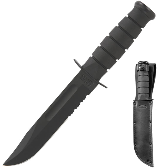 KA-BAR Black 7" ComboEdge Fixed Blade Knife with Leather Sheath 1212