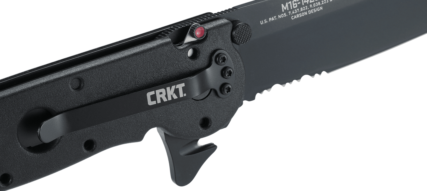 CRKT M16-14ZLEK 3.75" Tanto Point Rescue Folding Knife with Belt Cutter and Glass Breaker