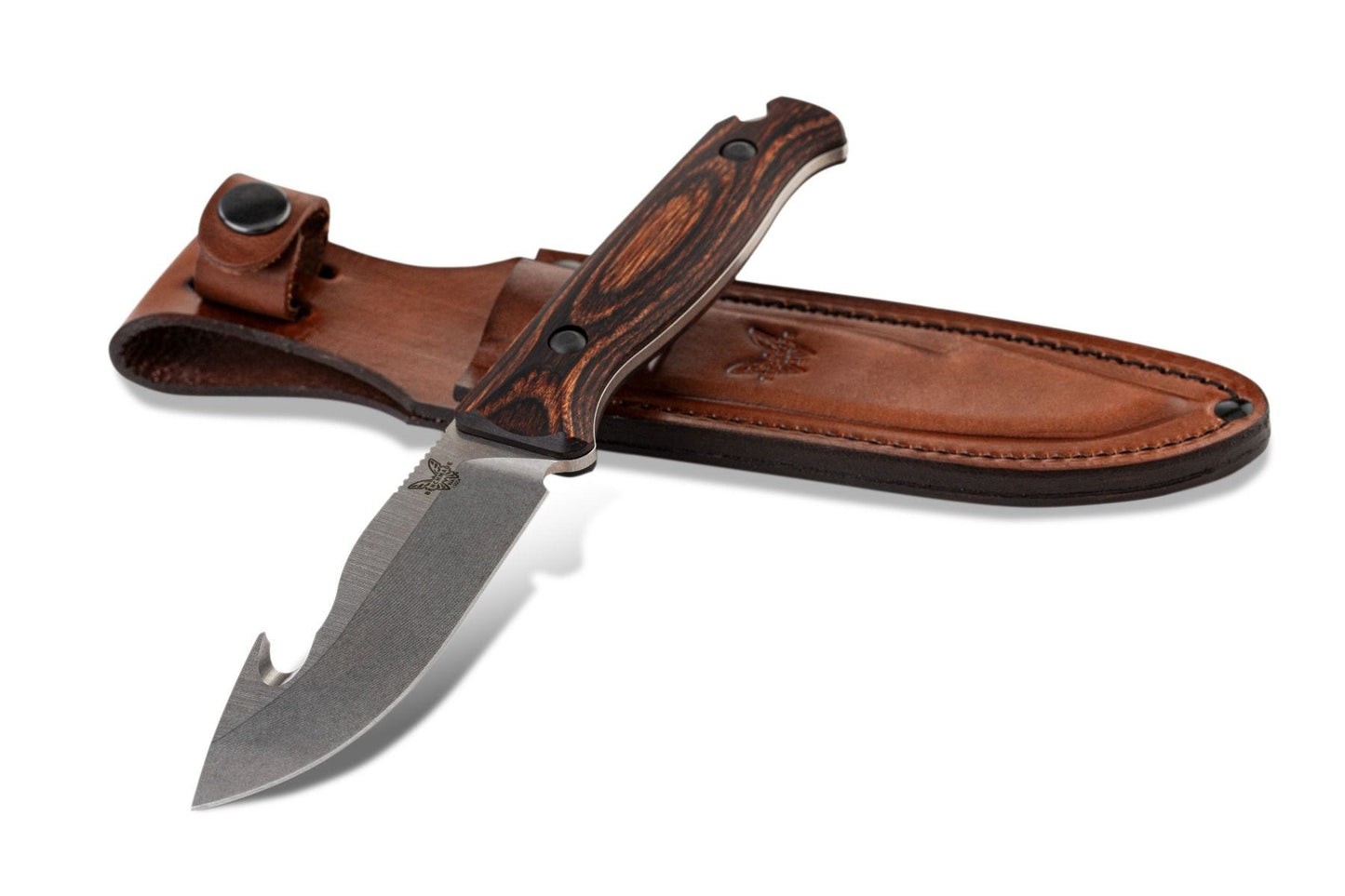 Benchmade 15004 Saddle Mountain Skinner Guthook 4.20" CPM-S30V Fixed Blade Knife with Leather Sheath