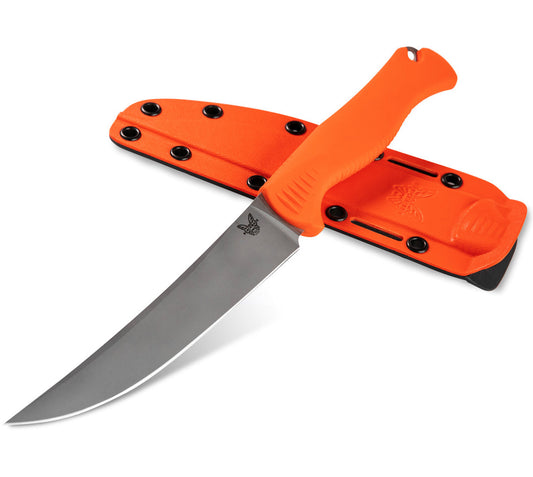 Benchmade 15500 Meatcrafter 6.08" CPM-154 Orange Fixed Blade Knife with Santoprene Handle and Boltaron Sheath