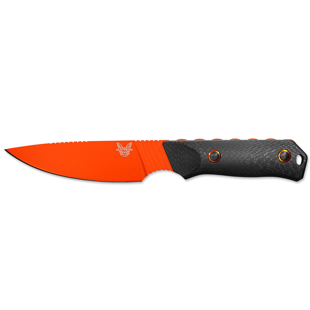 Benchmade 15600OR Raghorn 4" CPM-CruWear Orange Cerakote Fixed Blade Knife with Carbon Fiber Handle and Boltaron Sheath