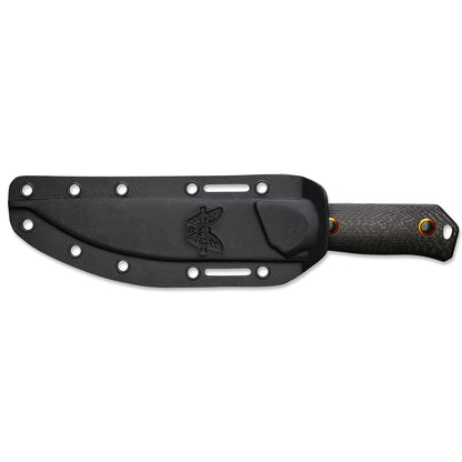 Benchmade 15600OR Raghorn 4" CPM-CruWear Orange Cerakote Fixed Blade Knife with Carbon Fiber Handle and Boltaron Sheath