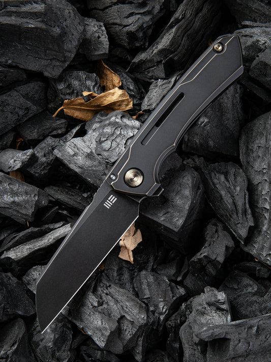 WE Knife Snecx Mini Buster 3.43" CPM 20CV Black Stonewash Bronze Titanium Folding Knife 2003B