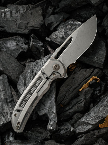 WE Knife Ferrum Forge Minax 3.44" CPM 20CV Gray Titanium Folding Knife 2007B