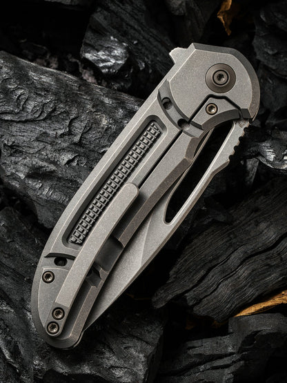 WE Knife Ferrum Forge Minax 3.44" CPM 20CV Gray Titanium Folding Knife 2007B