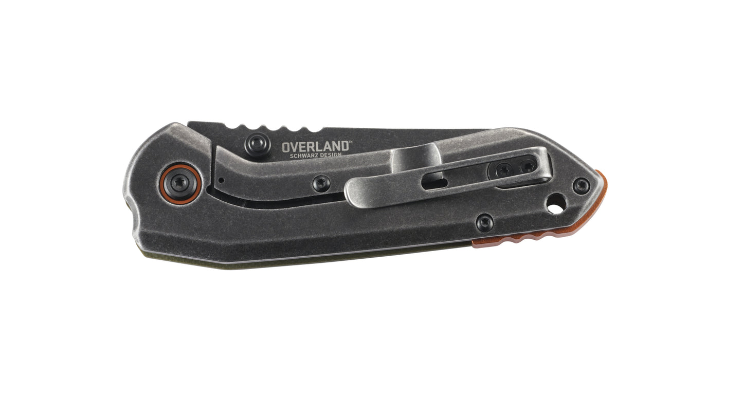 CRKT Overland 3" Black Stonewash OD Green G10 Folding Knife - T.J. Schwarz - 6280