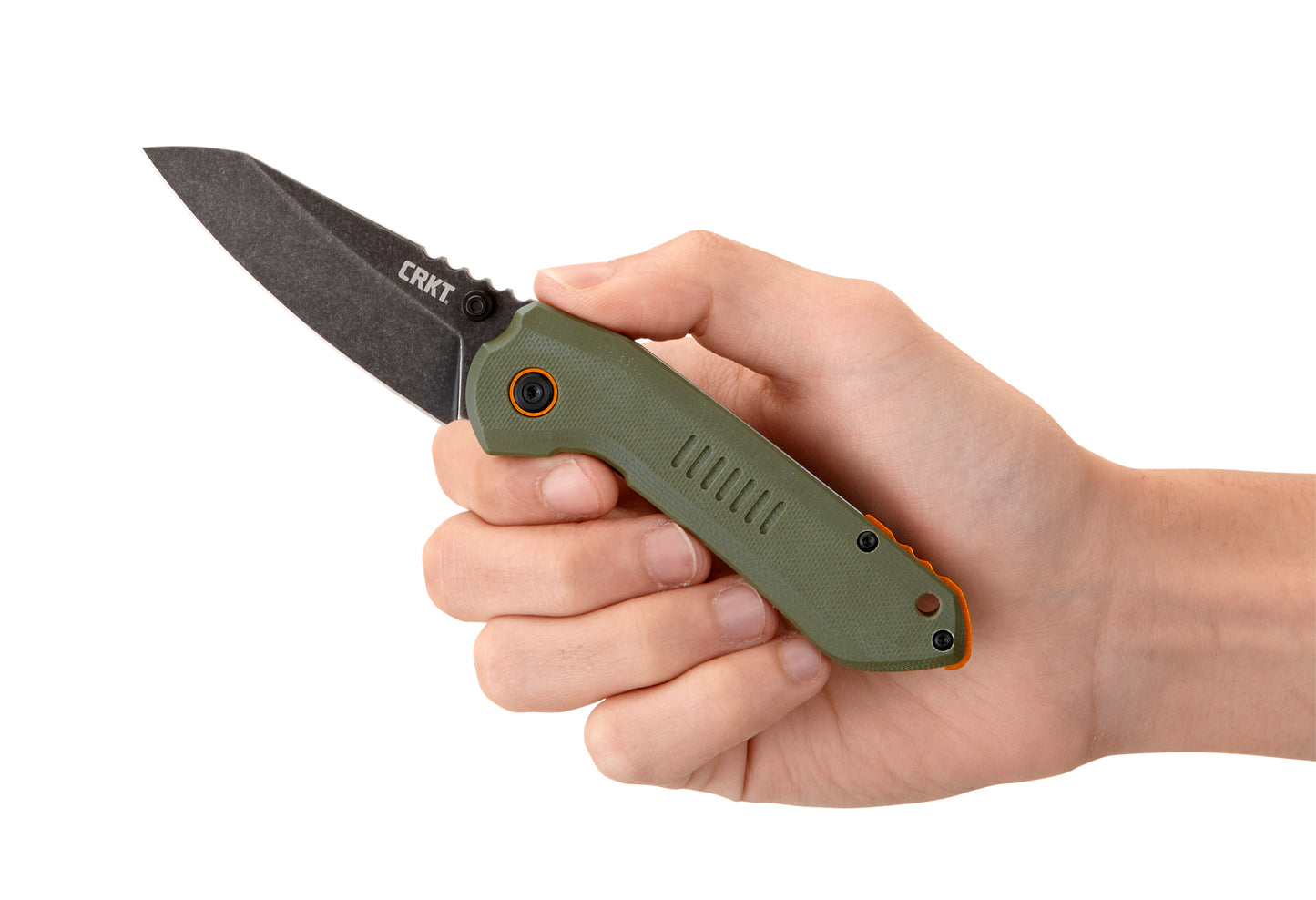 CRKT Overland 3" Black Stonewash OD Green G10 Folding Knife - T.J. Schwarz - 6280