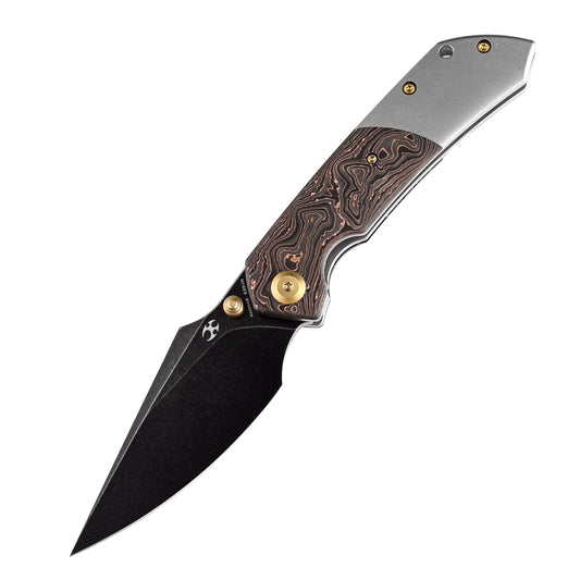 Kansept Fenrir 3.5" Black CPM-S35VN Copper Carbon Fiber Titanium Folding Knife by Greg Schob K1034A9