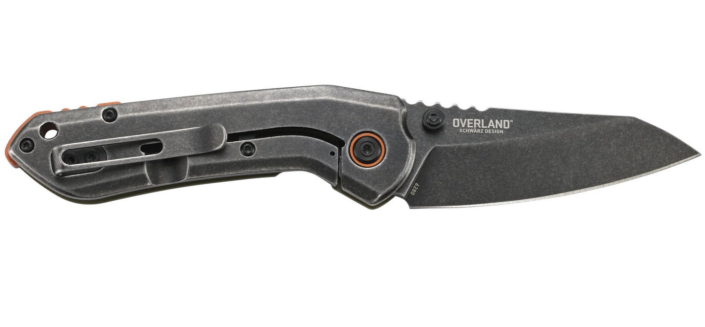CRKT Overland 3" Black Stonewash OD Green G10 Folding Knife - T.J. Schwarz - 6280