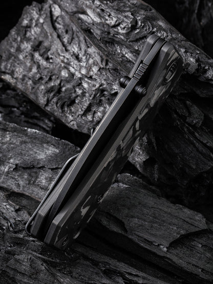 WE Banter 2.9" CPM S35VN Black Stonewash Marble Carbon Fiber Folding Knife 2004H