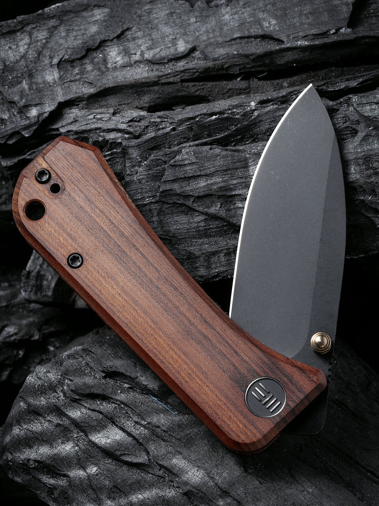 WE Knife Banter 2.9" CPM S35VN Black Stonewash Guibourtia Wood Folding Knife 2004K