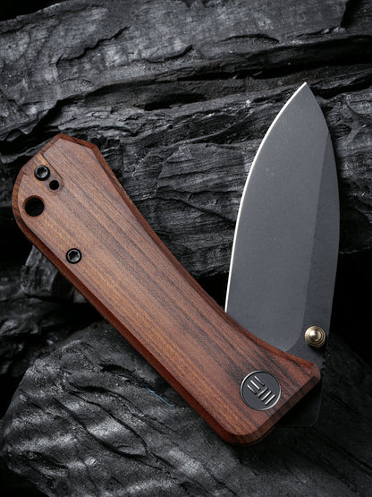 WE Knife Banter 2.9" CPM S35VN Black Stonewash Guibourtia Wood Folding Knife 2004K