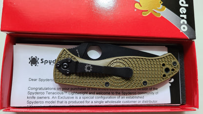 Spyderco Tenacious Lightweight Exclusive 3.39" Black 8Cr13MoV OD Green FRN Folding Knife C122PODBK
