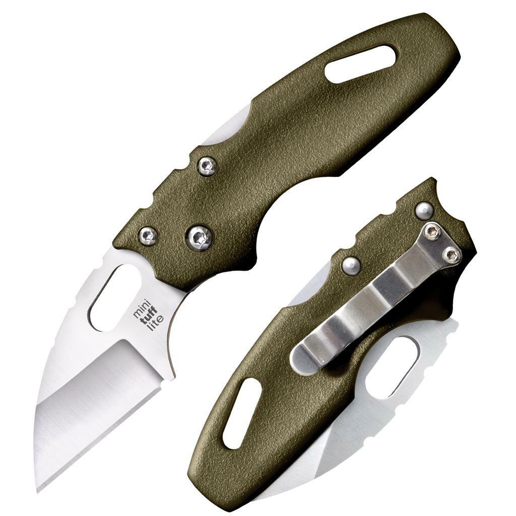 Cold Steel Mini Tuff Lite 2" AUS8A Folding Knife with OD Green Griv-Ex Handle 20MTGD