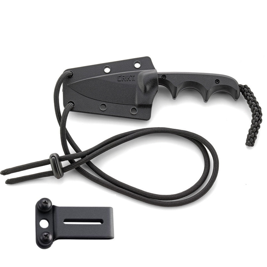 CRKT Folts Minimalist Black Stonewash Drop Point Knife - Alan Folts Design - 2384K