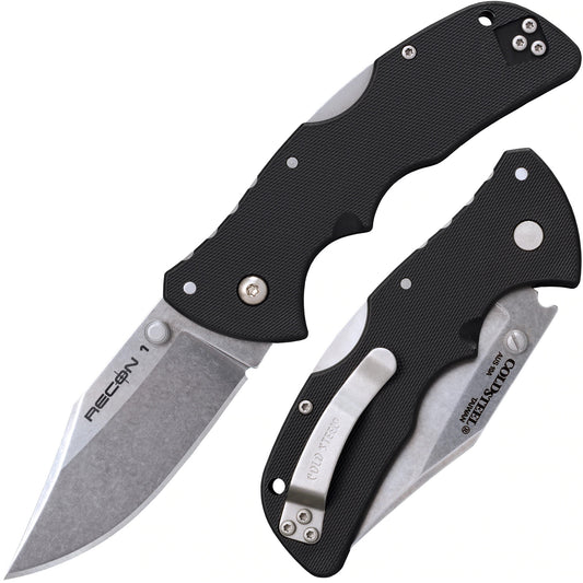 Cold Steel Mini Recon 1 Clip Point 3" AUS10A Stonewashed Folding Knife 27BAC