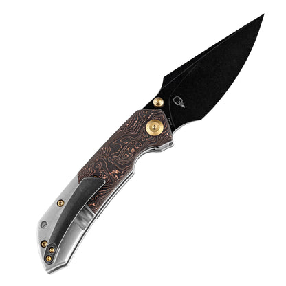Kansept Fenrir 3.5" Black CPM-S35VN Copper Carbon Fiber Titanium Folding Knife by Greg Schob K1034A9
