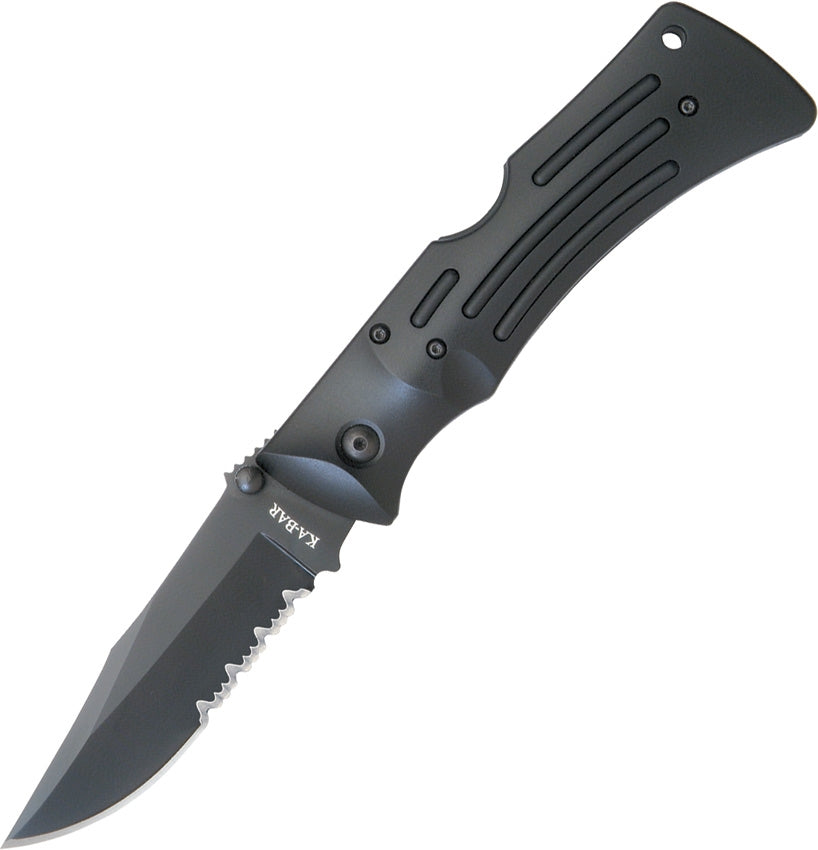 KA-BAR Mule 3.81" AUS 8A ComboEdge Black Heavy Duty Folding Knife with Pouch