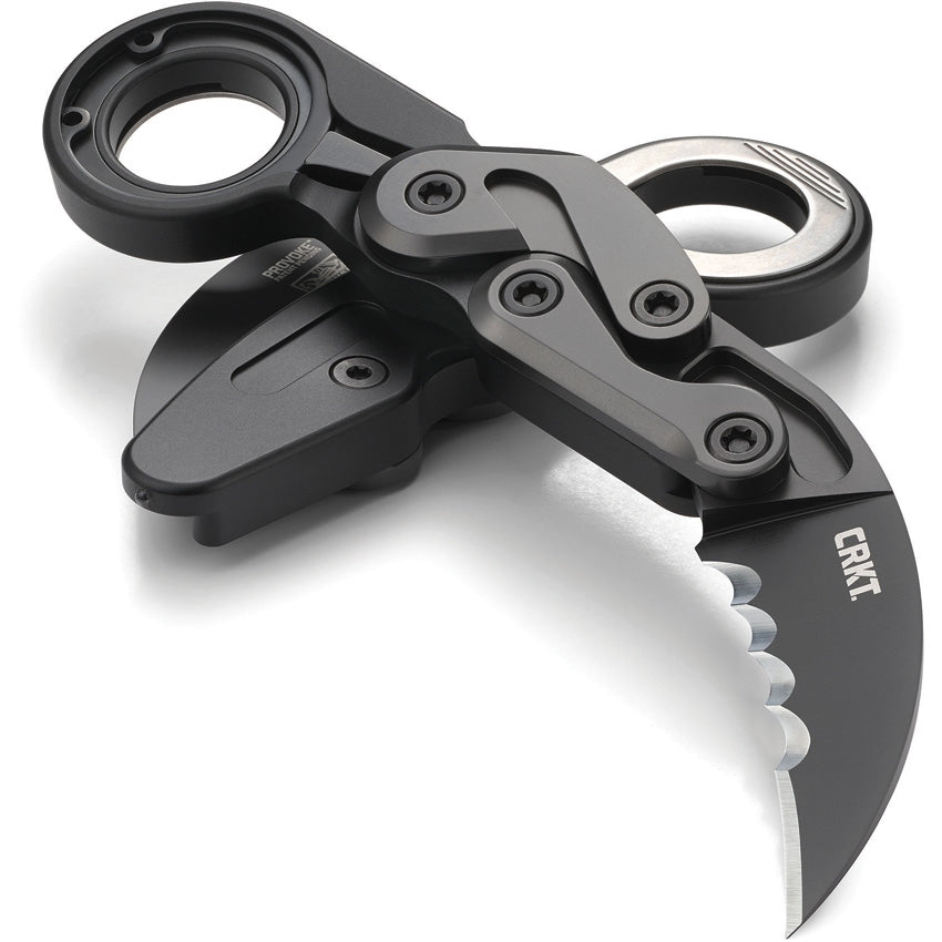 CRKT Provoke Kinematic Veff Serrations 2.41" D2 Black TiNi Folding Karambit Knife - Joe Caswell Design